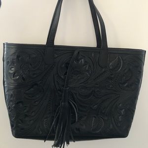 Black hand crafted Mexican leather tote